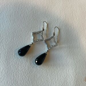 David Yurman sterling silver diamond and onyx earrings